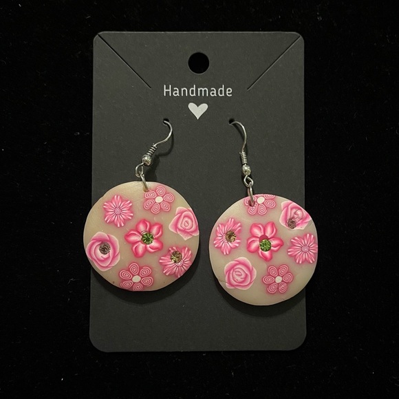 Pink Floral Earrings - Picture 1 of 3